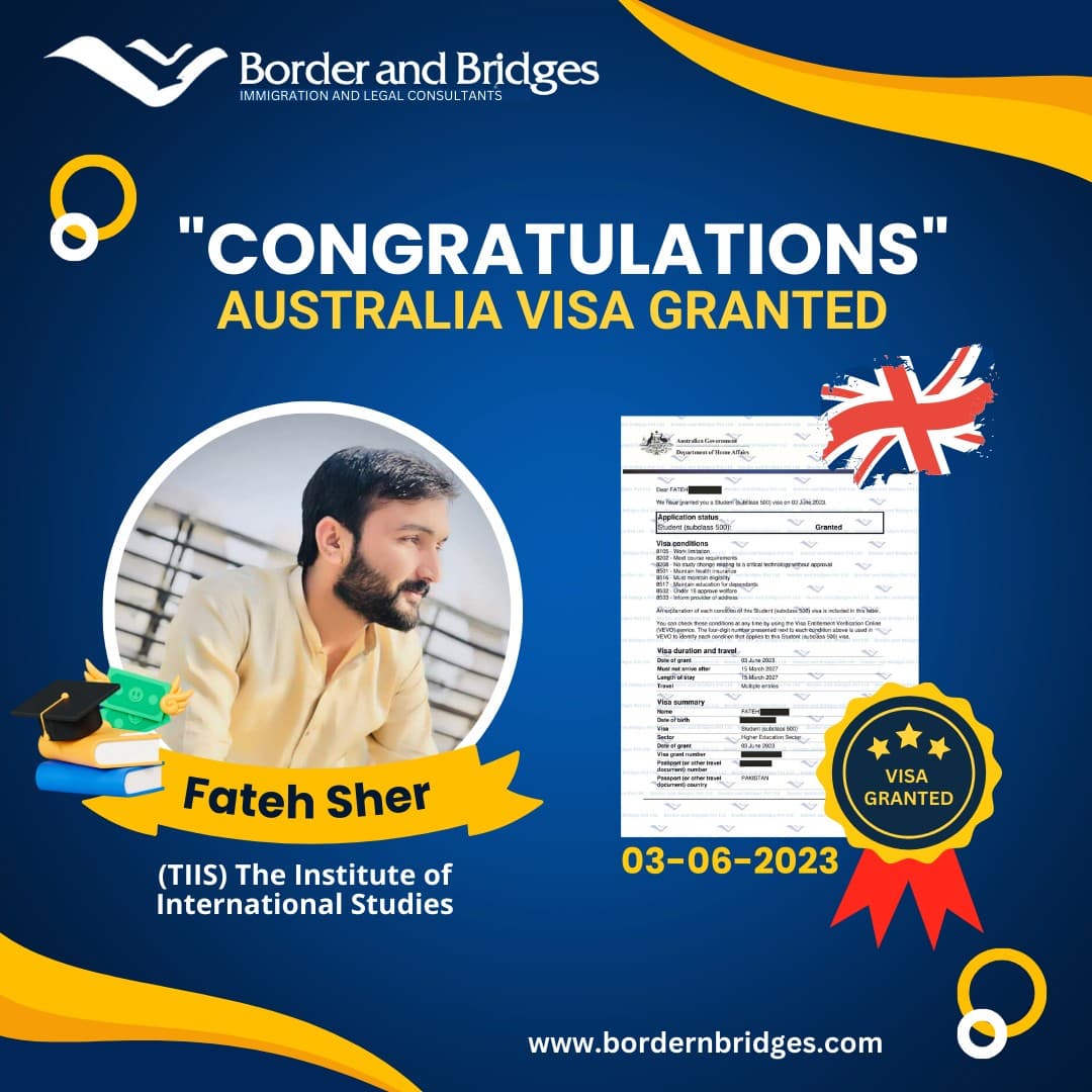 Visa approval poster 4 published by Borders and Bridges, with document numbers redacted
